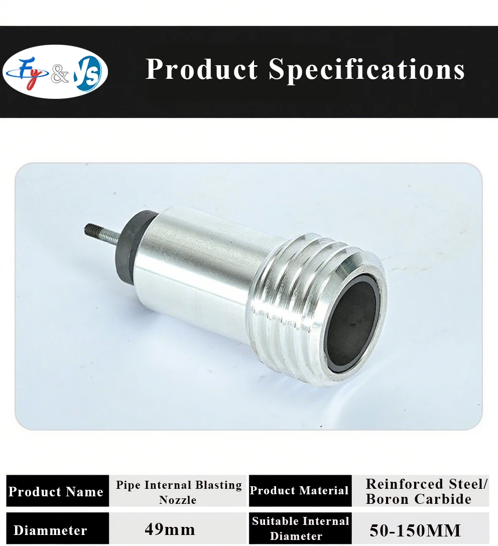 360° Sandblast Tip for 60-100mm Pipe,  Pipe Inner Wall Sandblasting Gun, Rust Remover Nozzle for Sandblaster