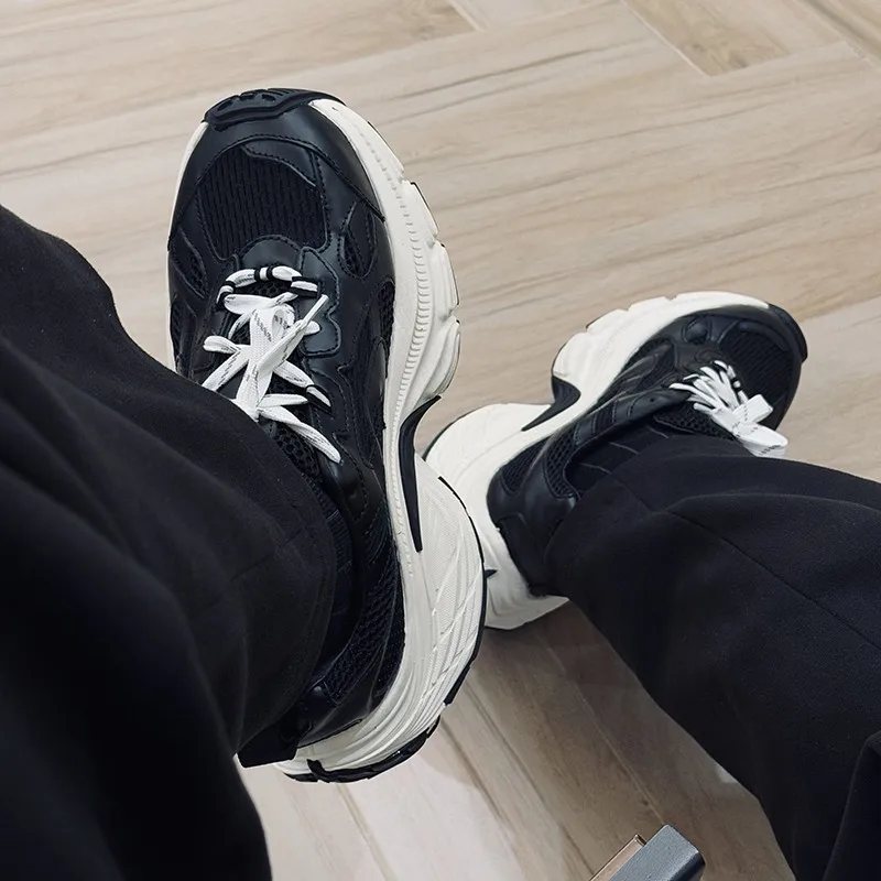 JINIWU 2026 Autumn Winter Men Shoes  Dad Shoes 8cm Height Increasing Genuine Leather Original Casual Sneakers Christmas