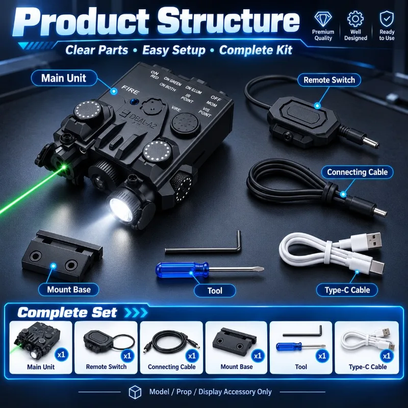 DBAL‑A2 Stable Output Red Green Torch M300 M600 Model Fittings, Hobby‑Grade Custom Scene Ornament Parts