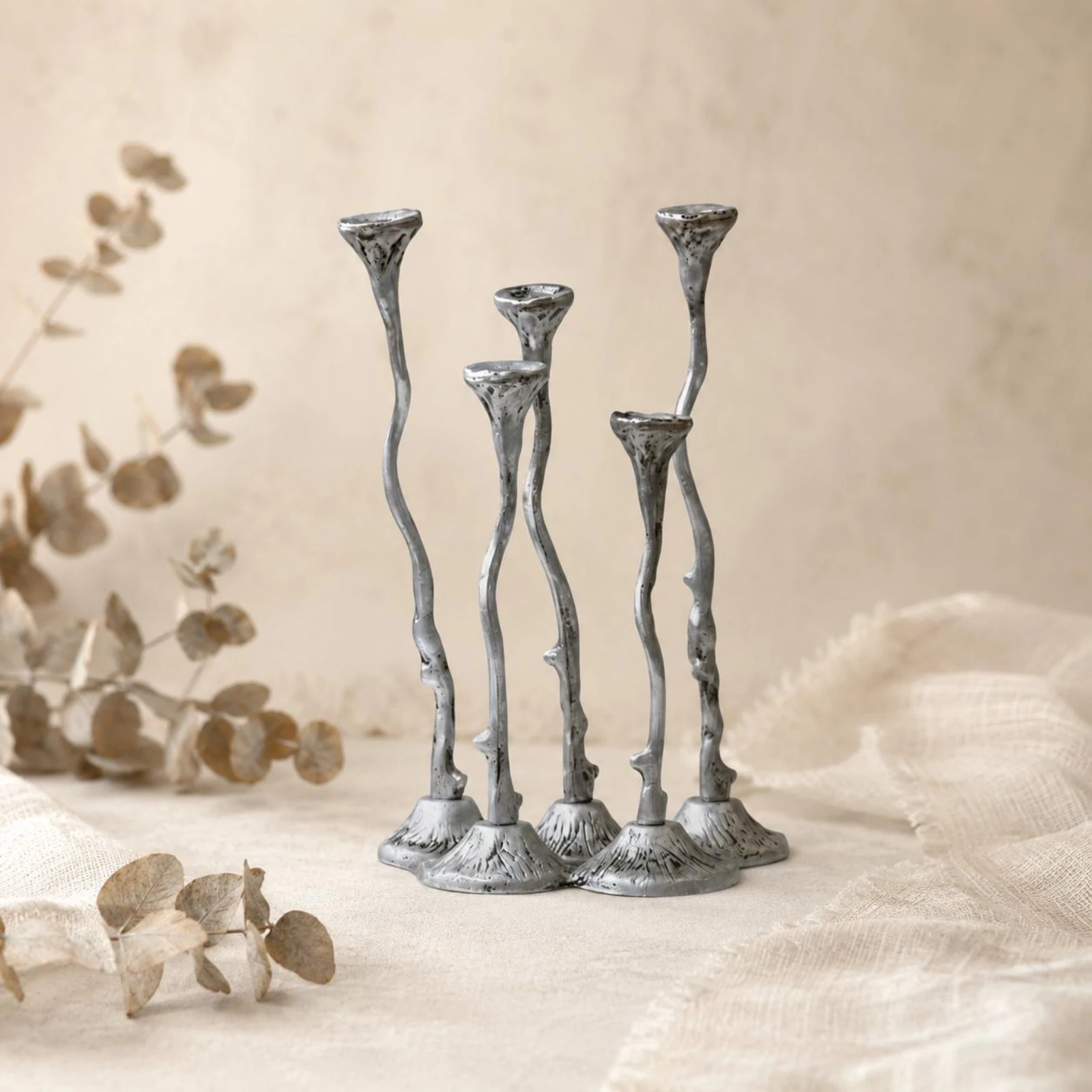 Handcrafted Branch Candle Holder Easy to Assemble Five Cup Candlestick Candelabra Wohnaccessoire for Dining Table Display view 4