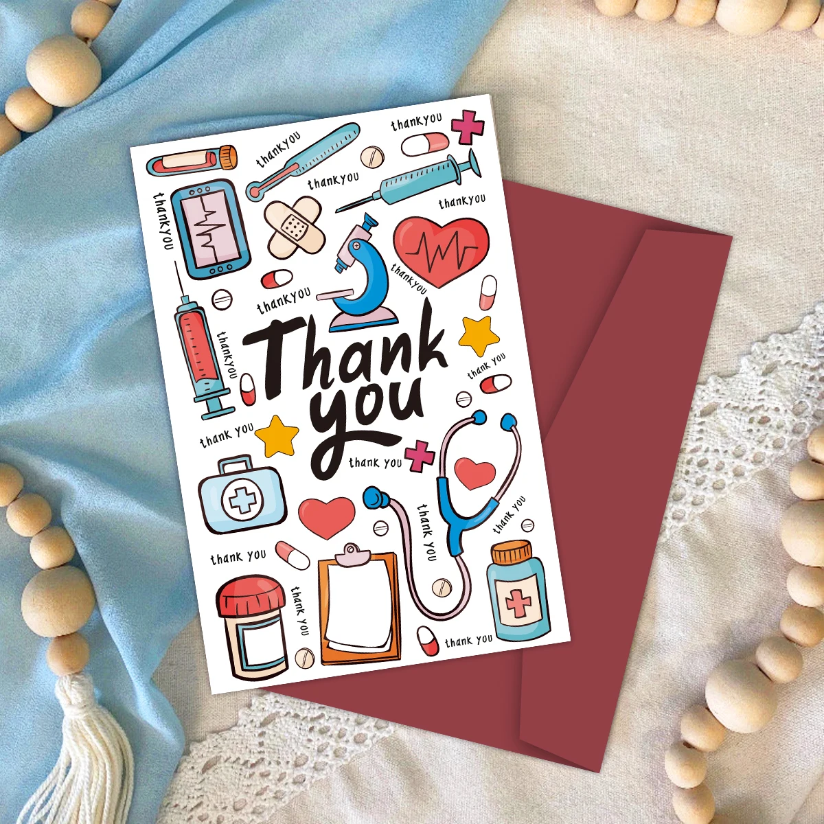 1 Stück Dankeskarten zum Tag der Krankenschwestern mit kreativem Musterdesign, Dankeskarten für Krankenschwestern, Wertschätzungsgrußkarten, Geschenke für medizinisches Personal