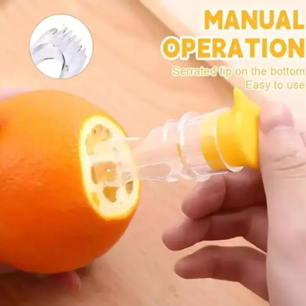 New Lemon Juicer with Screw Cap-Durable Plastic Citrus Press with Built-in Filter,Portable Manual Juicer for Camping, Picnicking