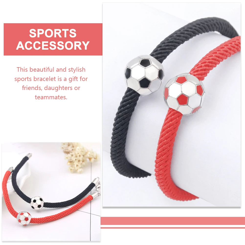 

2pcs Football Bracelet Soccer for Girls Boys Women Men Adjustable Wristbands Lightweight Sports Accessories for Birthdays