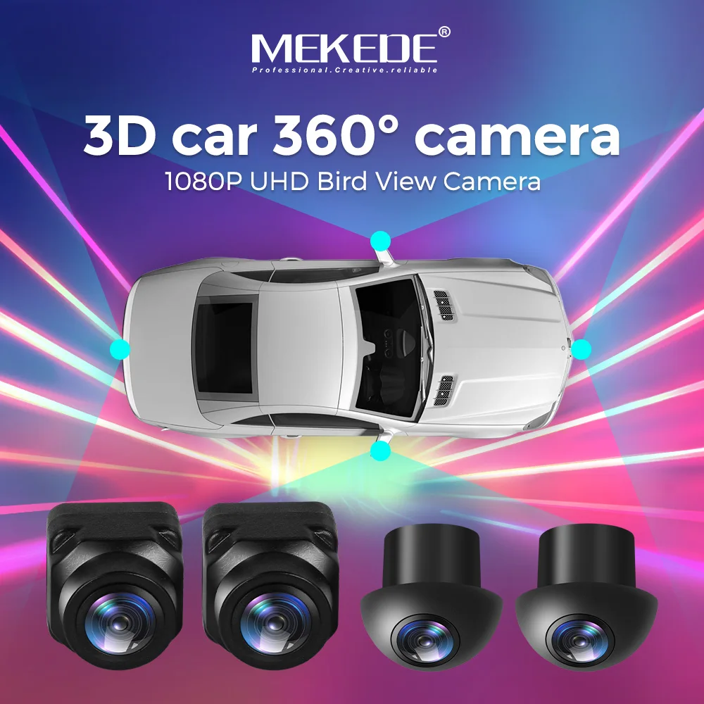 MEKEDE 360 ° 파노라마 카메라, HD 후면, 전면, 왼쪽, 오른쪽, 3D 360 버드 뷰, 자동차 MP5 멀티미디어 플레이어용 파노라마 액세서리