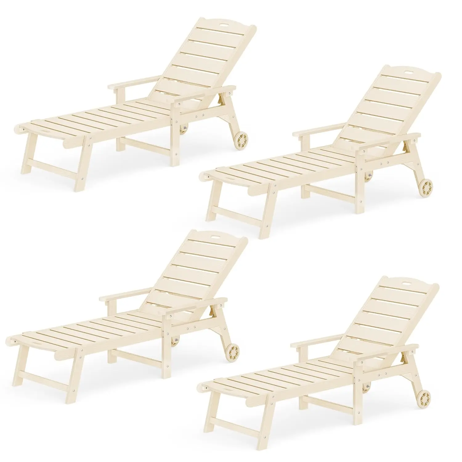 

Outdoor Chaise Lounge Chairs Set of 4, HDPS Chaise Lounger, 5 Positions Adjustable Lounge Chairs, Pool Lounge Chair, Customized