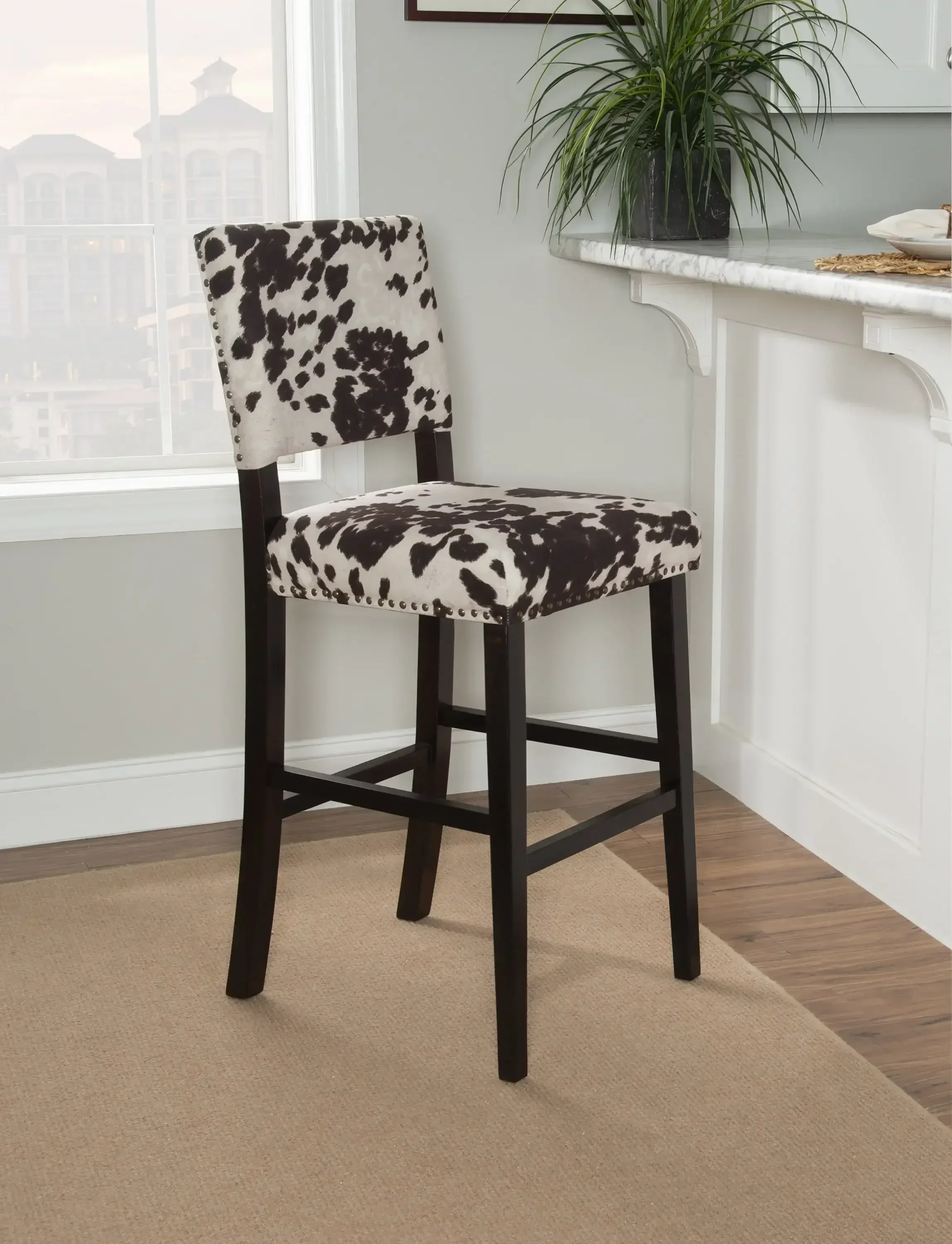 

Corey 30" Wood Cow Print Bar Stool in Brown