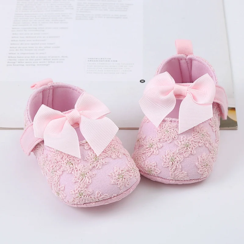 Toddler Girls Princess Shoes with Ribbon Bow-tie Baby Girl Learning Walking Shoes for Autumn Cozy and Cute Crib Shoes 0-12 Month