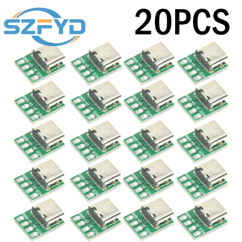 5-100 шт. разъем USB 3.1 типа C-16-контактный адаптер печатной платы, розетка для передачи кабеля линии передачи данных