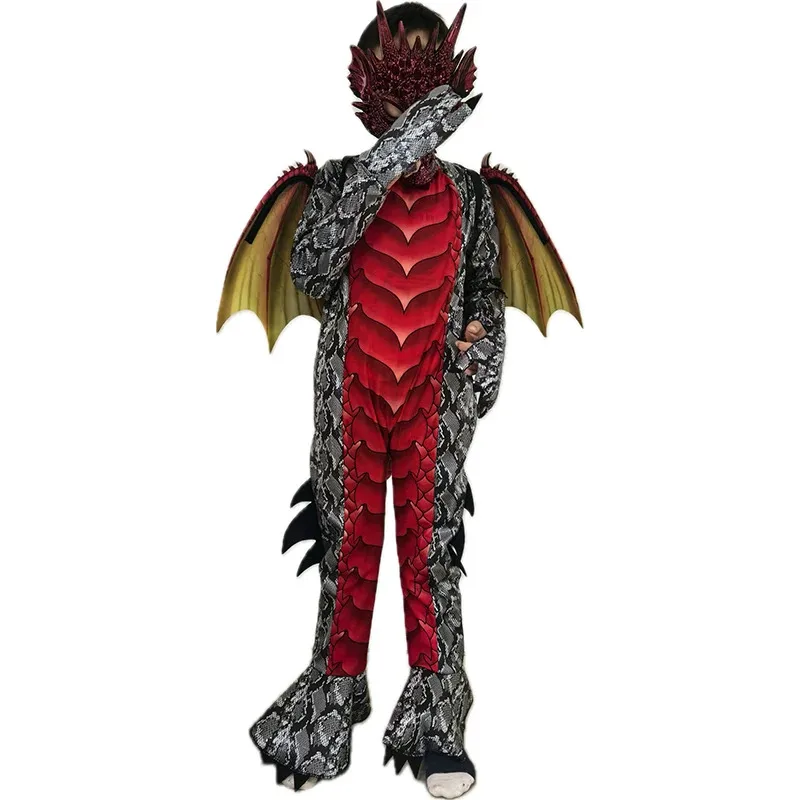 

25COS2025 Новое поступление унисекс, лучший костюм на Хэллоуин для девочек, красный смертельный дракон, костюм для мальчика, синий супер дракон, огненный костюм на Хэллоуин