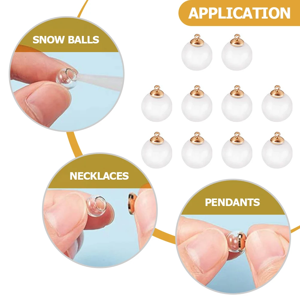 

10 Pcs Glass Ball Hat Set Mini Jewelry Charms Fillable Balls Shaped Tiny for Making Small Jewellery Plastic Crafting Clear