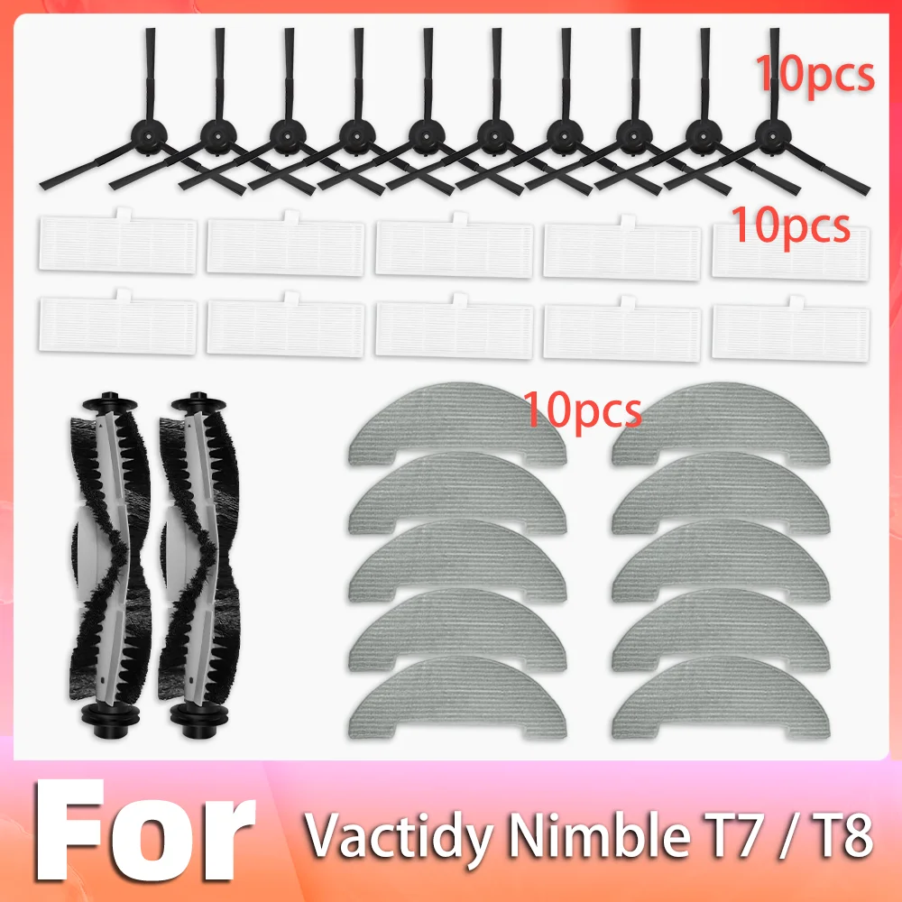 

Compatible for Vactidy T7 T8 Robot Vacuum Main Side Brush HEPA Filter Mop Pad Replacement Spare Parts Accessories