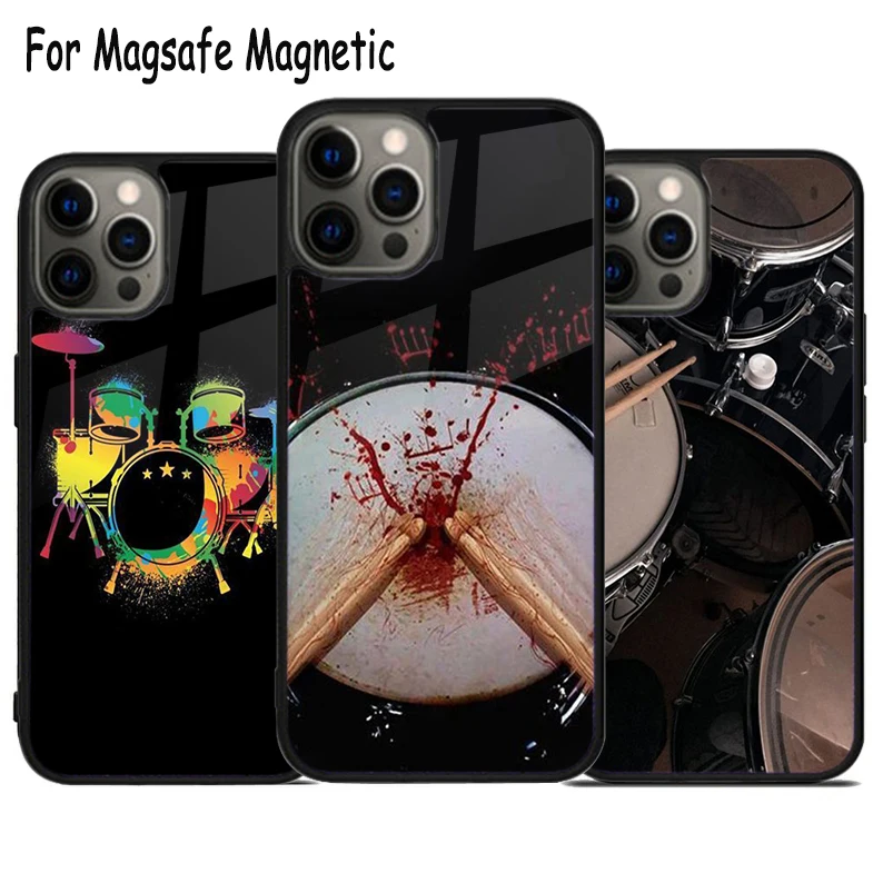 Drummer Snare Drums Wireless Charge Magsafe Phone Case For iPhone 15 16 14 13 11 12 Pro Max Plus Magnetic Bumper Cover