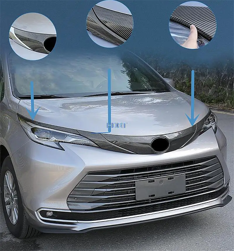 

For Toyota Sienna 2021 2022 ABS Chrome Front Hood Bonnet Grill Grille Bumper Lip Mesh Trims moulding Cover Molding Car Styling