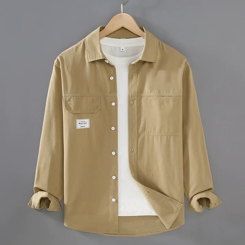 Loose Fit Pockets Shirts For Men Long Sleeve Workwear Breathable Spring New Quality Cotton 100% Vintage Casual Camisas De Hombre