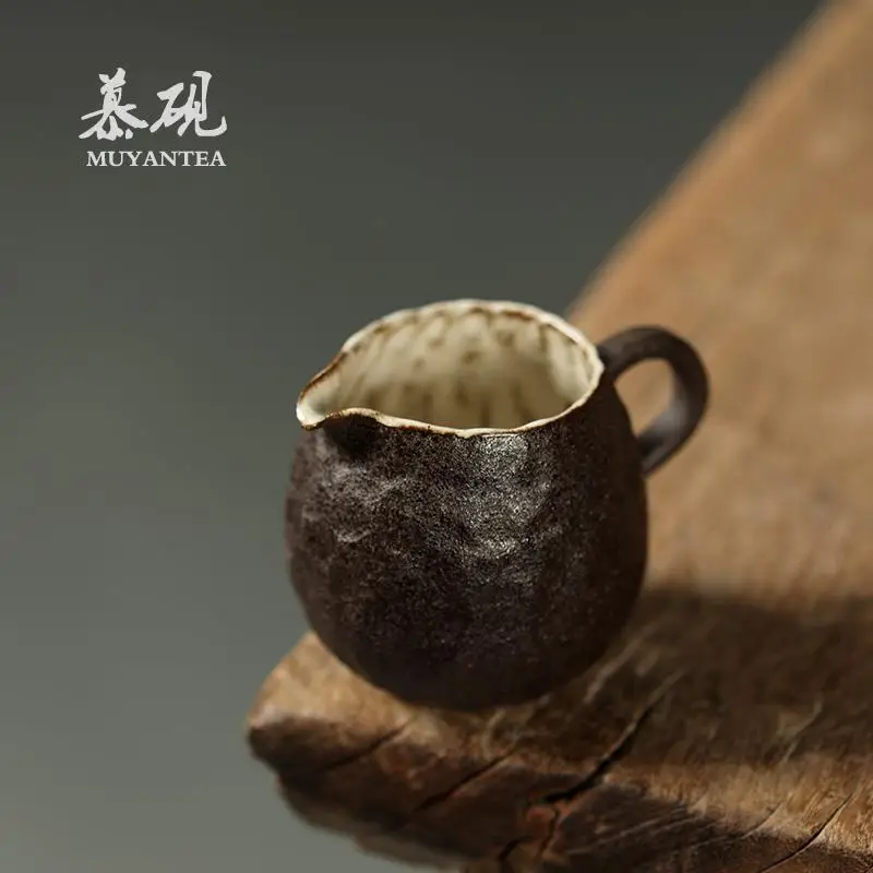 Mu Yan Japanese Wabi-Sabi Style Fair Handmade Coarse Pottery Sharing Cup Kung Fu Set Tea Sea