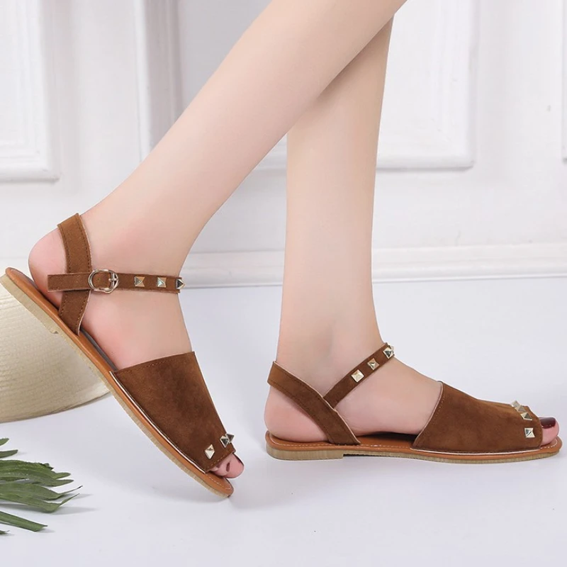 Shoes for Women 2023 Hot Sale Summer Women Sandals Solid Color Sequins One Word Buckle Open Toe Square Root Casual Sandals Women