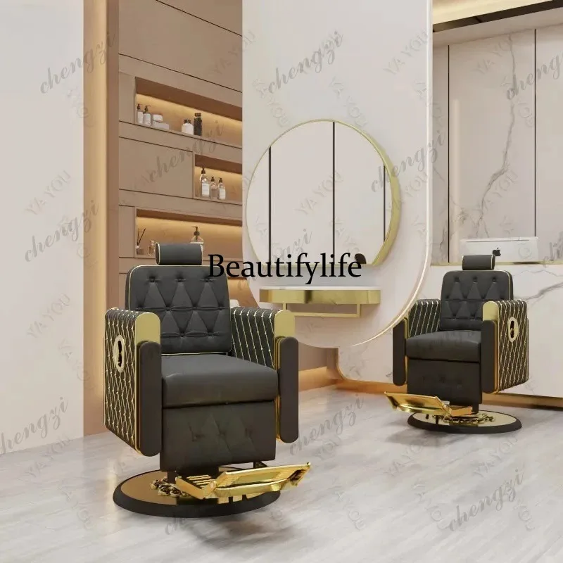 k182  Gold Vintage Interior Barber Chair Fashionable Comfortable Special Design Barber Chair Modern Luxury Salon Furniture