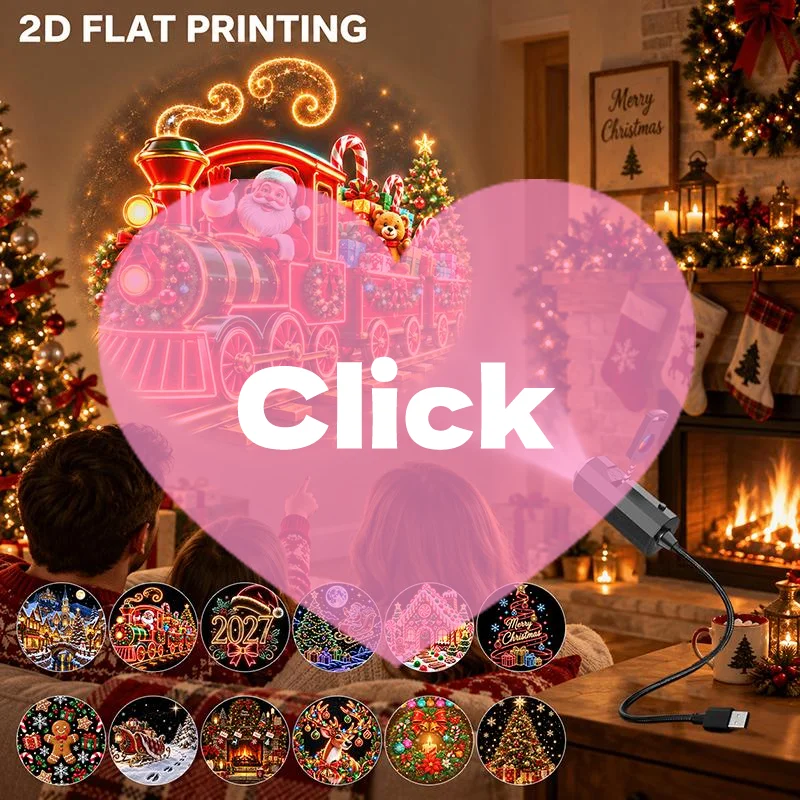 LED USB Projector Light 12Pcs Projection Patterns- Adjustable Santa Claus Snowman Tree Night Light for Christmas Decorations