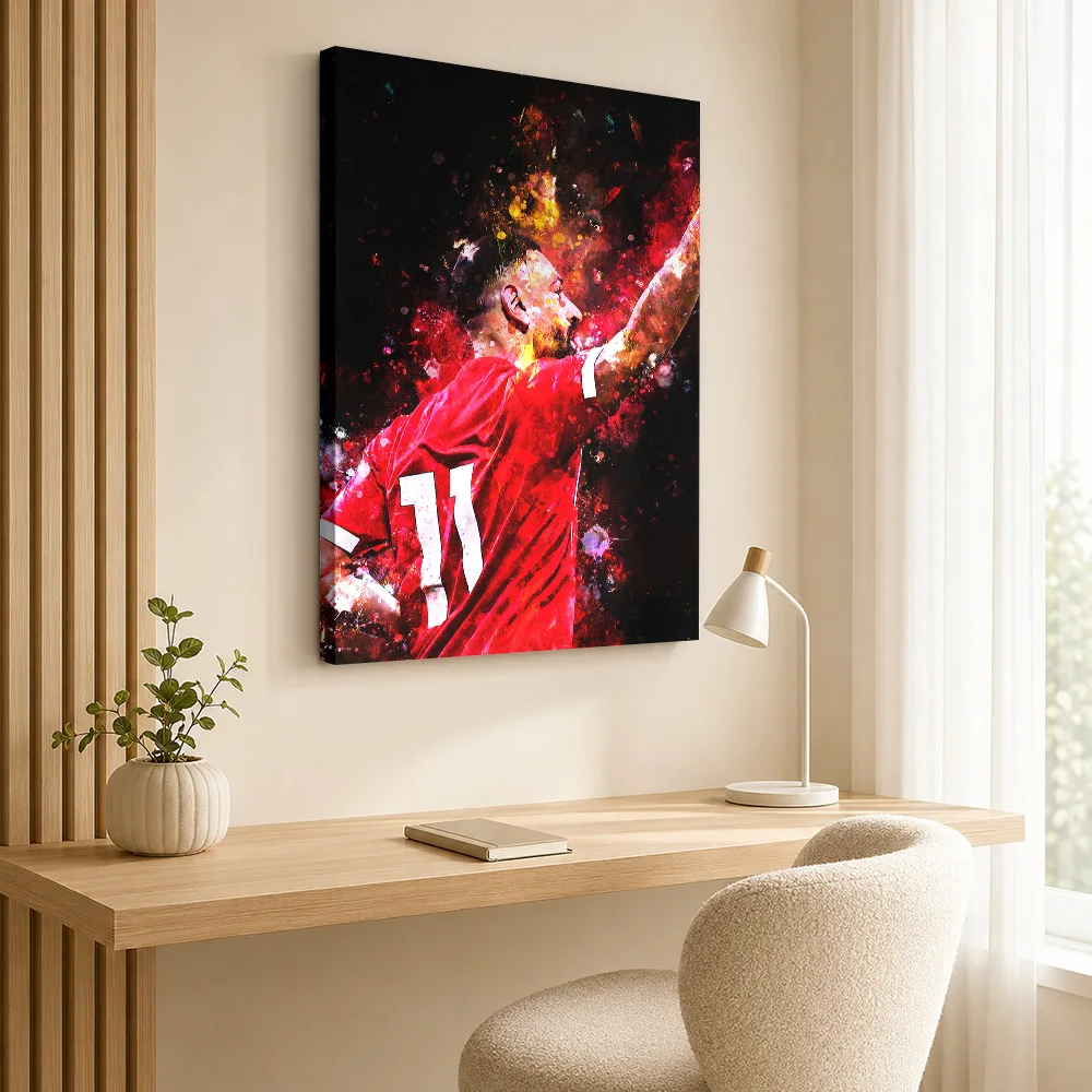 Mohamed Salah Celebration Artwork Canvas Poster Custom Sports Portrait Wall Art for Man Cave Decor Ready to Hang Gift for Fans