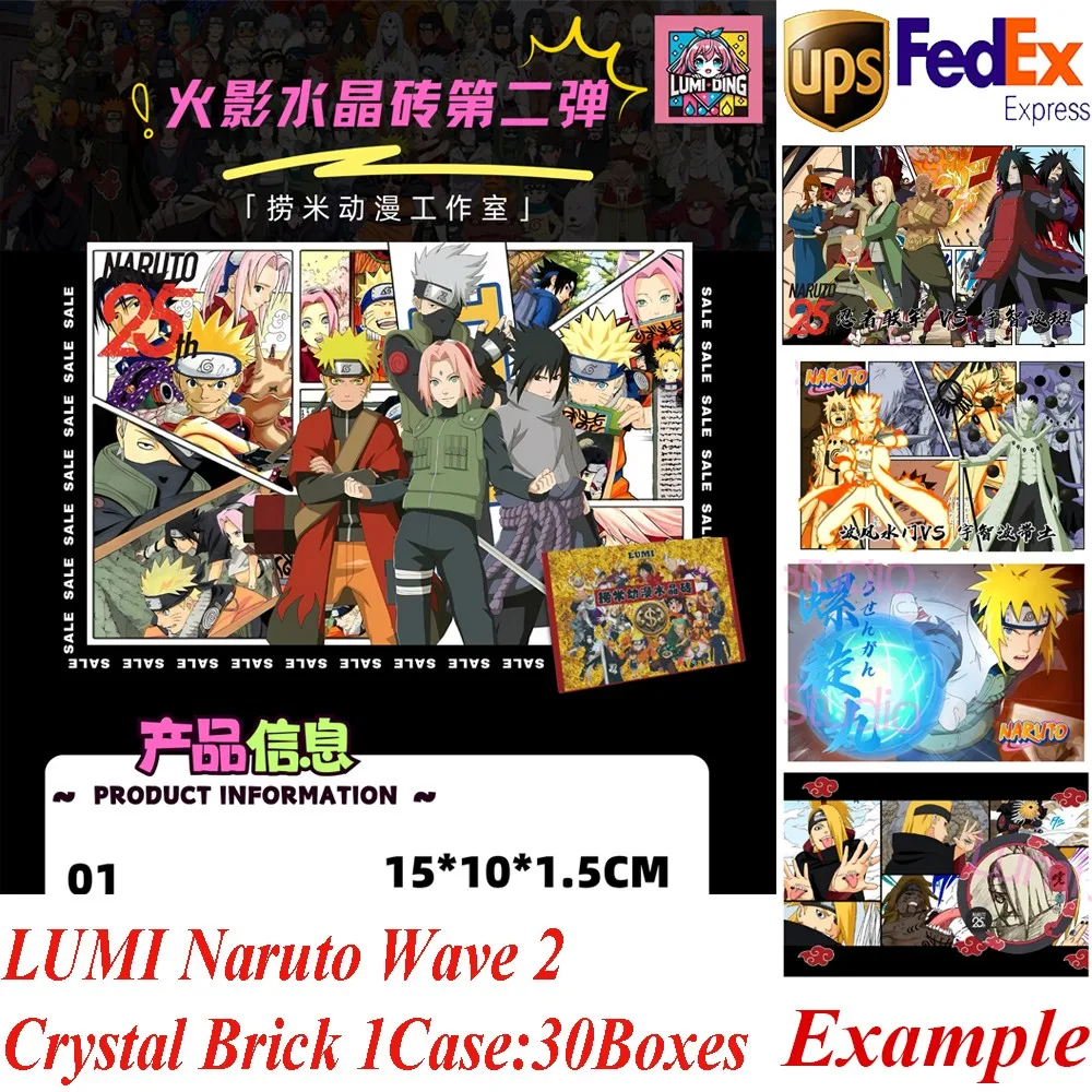 New LUMI Culture Anime Bricks Naruto 25th Anniversary Crystal Bricks Second Edition Anime Sasuke Ninja Kakashi Card Toy Gift