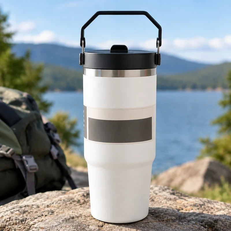 30oz Double-Wall Stainless Steel Tumbler with BPA-Free Tritan Lid, Vacuum Sealed for Temperature Retention