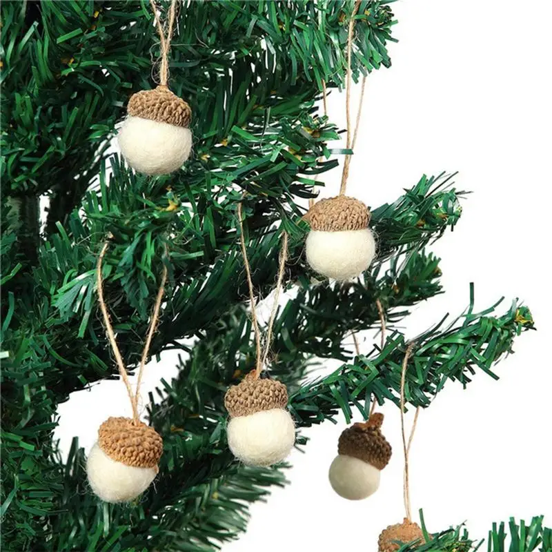 Felt Acorn Ornaments Fall Thanksgiving Tree Felt Balls Autumn Acorn Shape Fall Tree Ornament for Door Window Stair Rail Garden