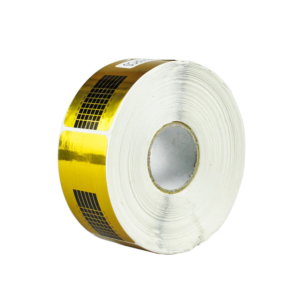 500枚入り ネイルアートガイドステッカー 再利用可能 ジェルアクリルエクステンション用ネイルフォーム スクエアチップデザイン マニキュアエクステンションツールキット 簡単