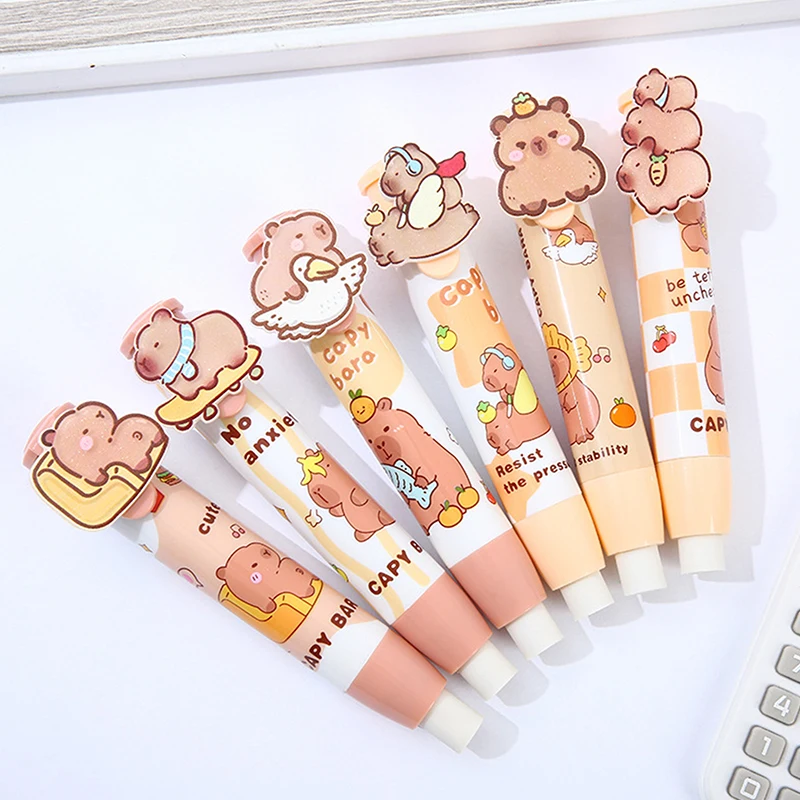 1pc Kawaii Push Pull Capybara Eraser Clean Mess Free Stationary Office Student Rubber Eraser For Kids Gift Soft School Supplies