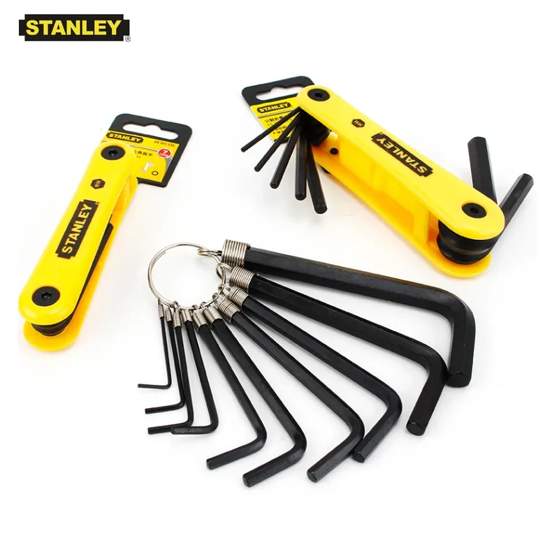 Stanley portable folding hex key set inch flat/torx hexagon screwdriver wrench allen keys folding kit metric mini for bike DIY