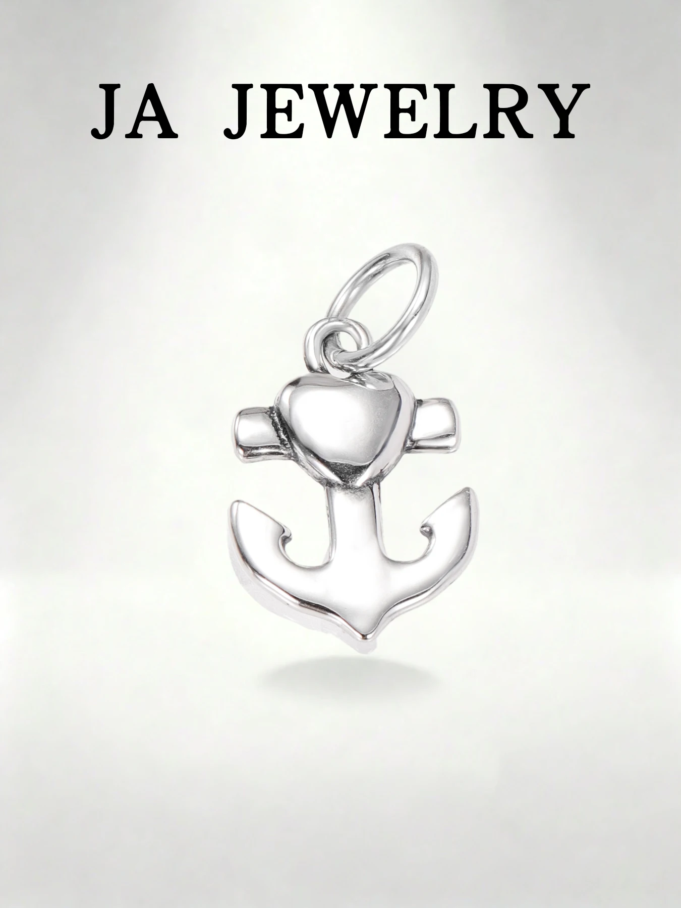 

Подвеска-сердце с якорем из стерлингового серебра S925 — полированная морская подвеска для браслета