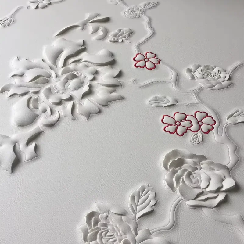 Custom 3D Carving Process Background Wall Panel Modern Design Style Embroidery Board for Living Room Made of Leather Villas