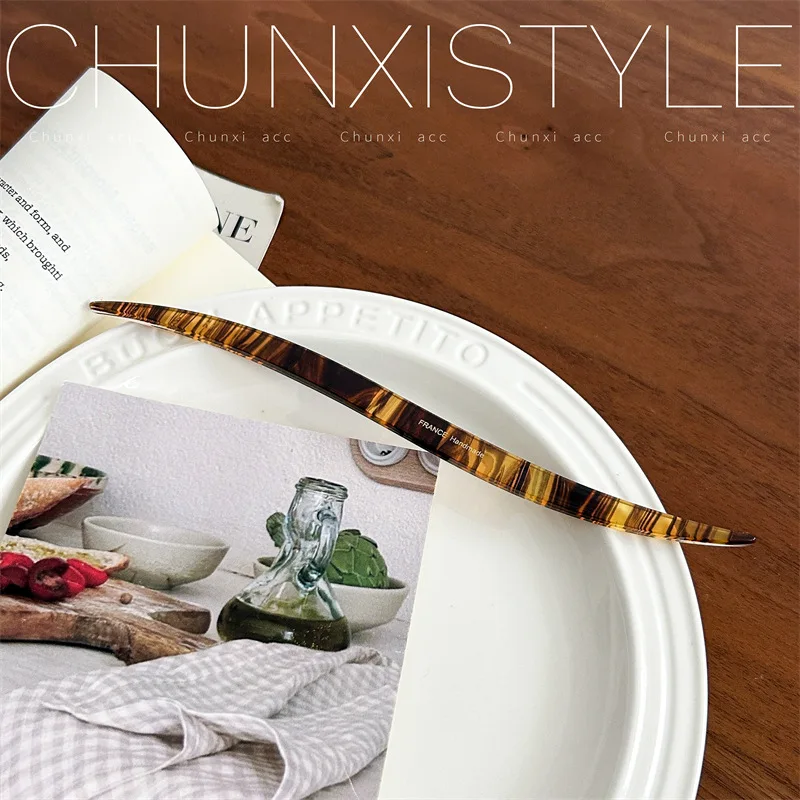 Minimalist Acetate Hair Pin 2025 New Ancient Chinese Style Bun Stick for Women Office Elegant Updo Accessory