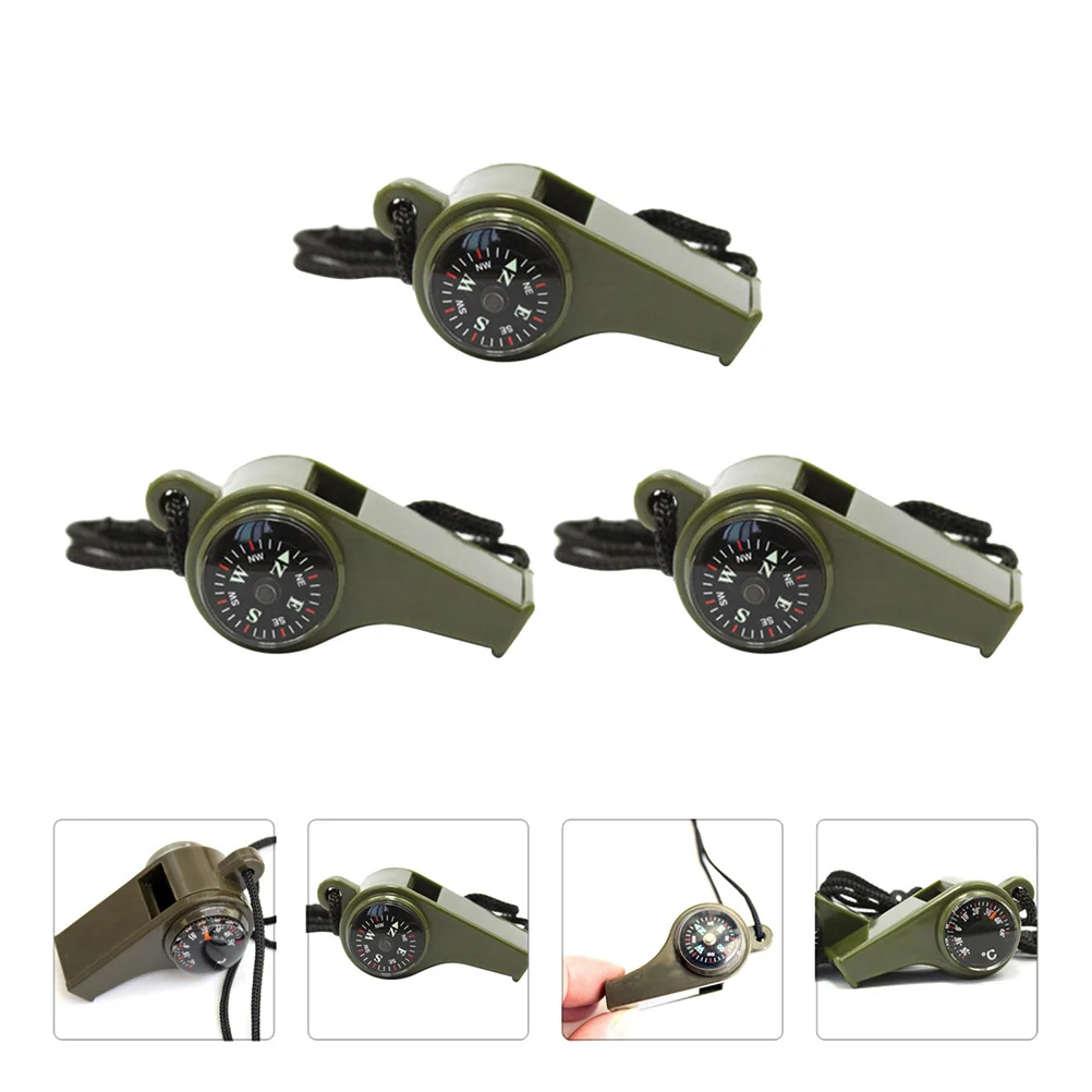 3 قطعة الصلبة العملي صافرة البوصلة ميزان الحرارة للخارجية بقاء التنزه الطوارئ صفارة إنقاذ التنزه البوصلة صفارات