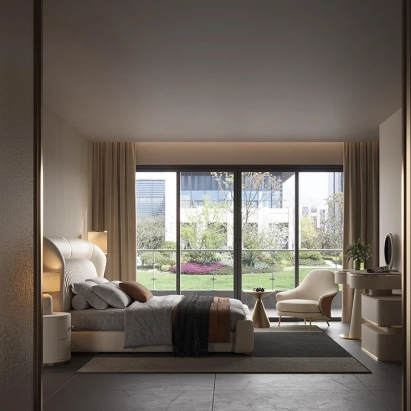 خزائن سرير منظمة منجدة، سرير غرفة نوم فرنسي مزدوج، سرير نوم الأميرة كوين مقاس Muebles Para El Hogar Furniture