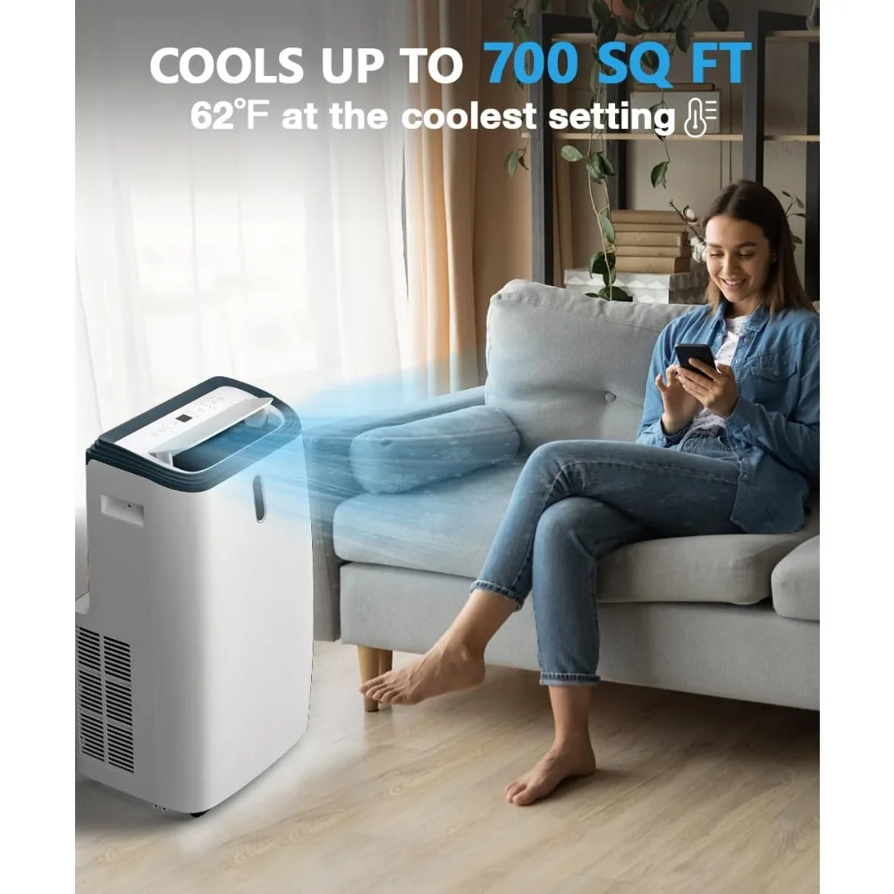 Ar Condicionado Portátil, Desumidificador e Ventilador, Temporizador de 24 Horas, 3 Velocidade do Ventilador, Refrigeração Rápida, 3 em 1