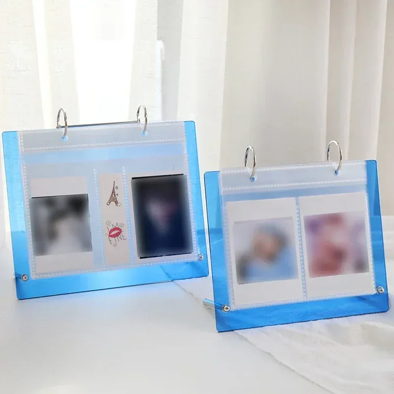 7color Transparent Photo Album Photocard Acrylic Pocket Holder Instax Desk Calendar Kpop Album Polaroid Loose Leaf Fans Supplies