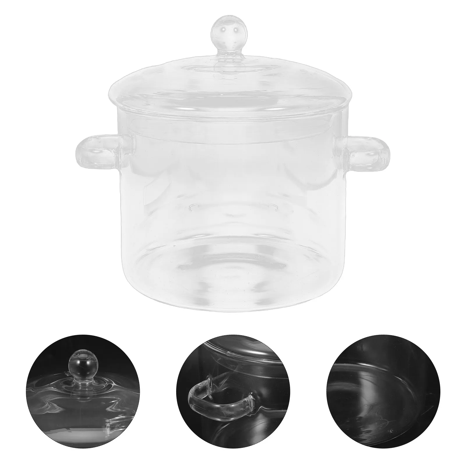 2300Ml Borosilicate Glass Cooking Pot Double Handle Heat Resistant Simmer Saucepan for Stove Soup Porridge Ramen Baby Food