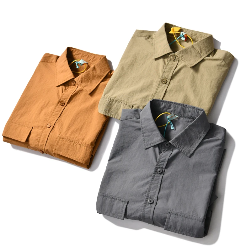 

Outdoor Functional irt! Pleated Texture! Summer Qui Dry Breathable Casual Workwear ort Sve Men's irt