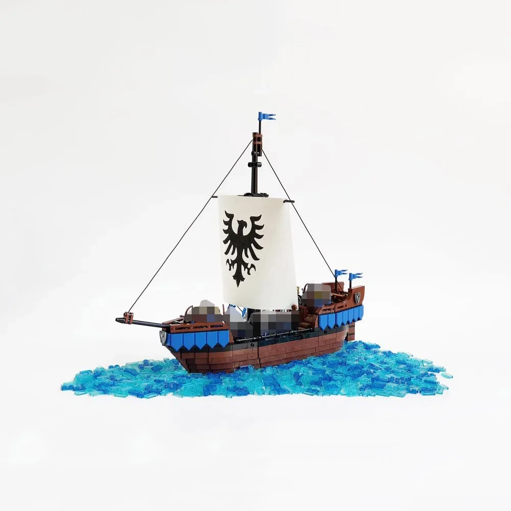 The Black Serpent Medieval Cog Ship Pirate Sailboat Battleship Building Blocks Castle Model Toys Bricks Children's Birthday Gift