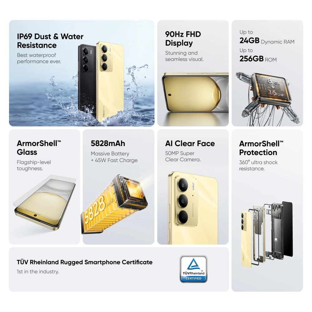 [New arrival] realme C75 Smartphone Helio G92 Max Chipset 45W Charge 50MP Camera 5828mAh Battery 6.72'' 90Hz Display NFC IP69