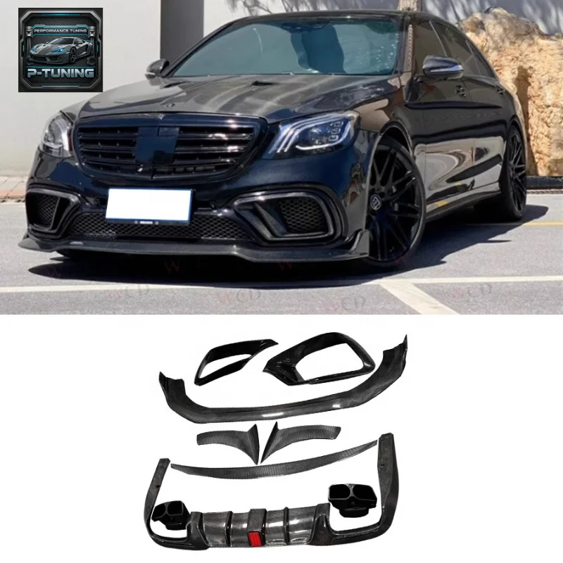 

W222 Bodykit for Mercedes Benz W222 S63 S65 AMG B Style Carbon Fiber Front Lip Diffuser Rear Spoiler Fenders Vent