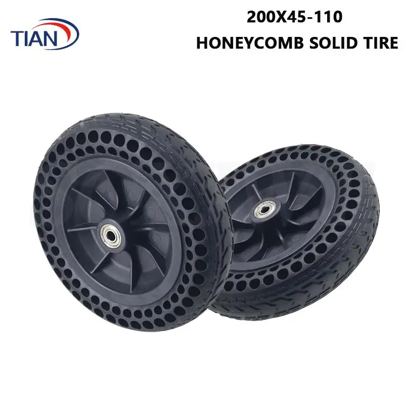 High quality electric wheelchair full wheel 200X45-110 non inflatable honeycomb solid tire with plastic wheel hub