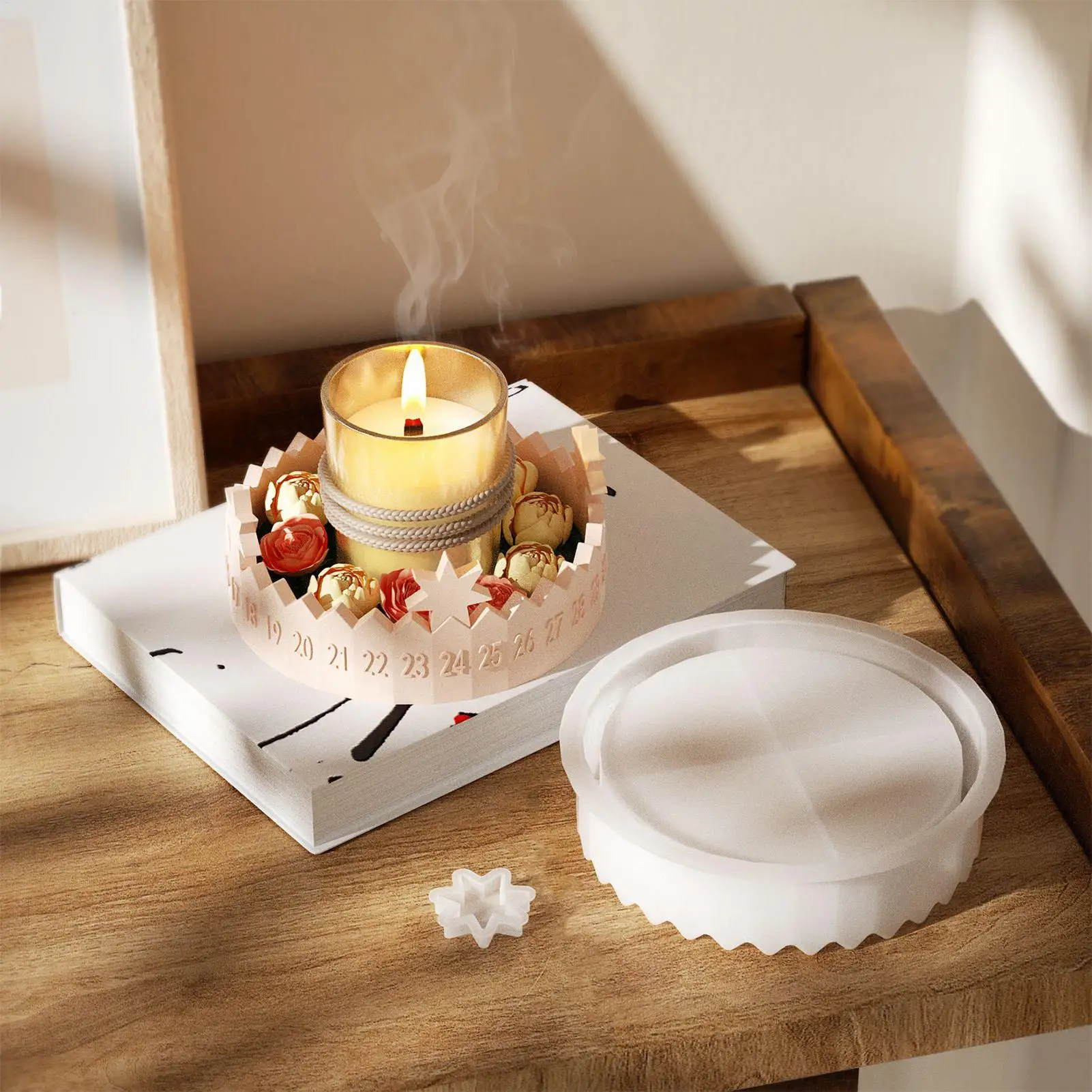 Christmas Molds Christmas Candle Holder Mold Countdown Calendar 2 Pieces Silicone Moulds For Plaster Cement Concrete Casting