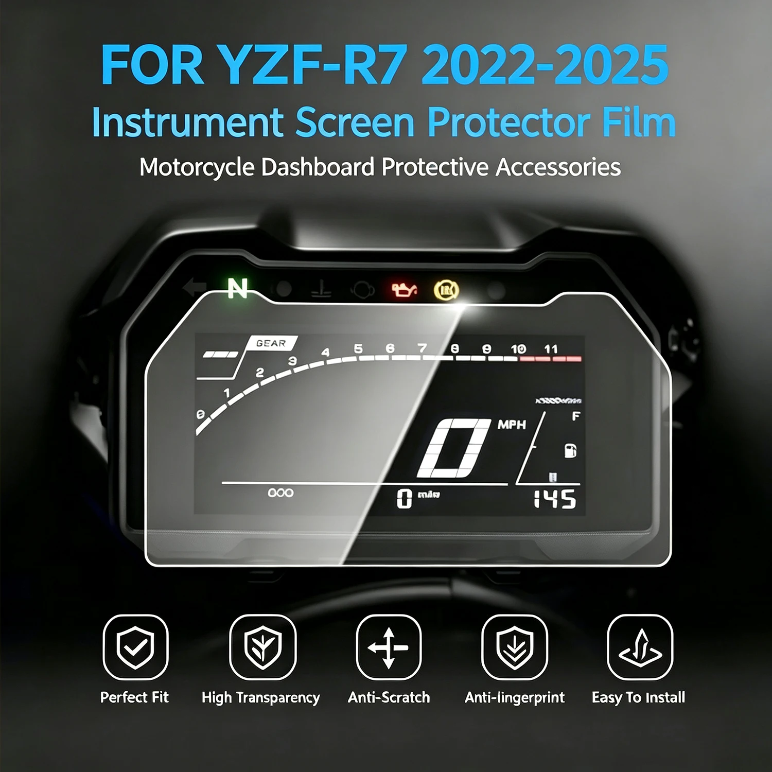 Hot Sale YZFR7 HD Clear Anti-Scratch Instrument Protective Film For Yamaha YZF-R7 2022-2025 Anti-UV Display Protector