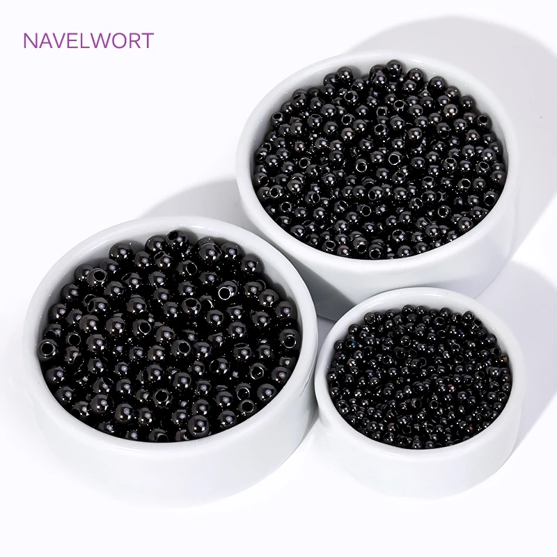2/3/4mm Brass Metal Black Color Round Spacer Beads Loose Beads,Beads Separators,For DIY Jewelry Making Accessories Findings