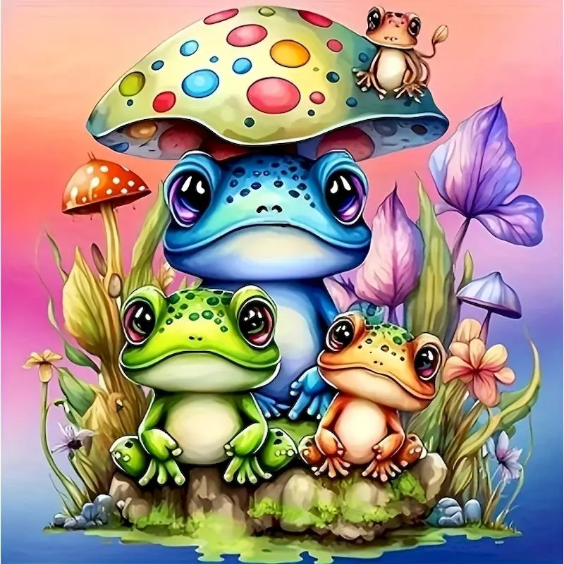 

PhotoCustom 5D DIY Diamond Painting Frog Diamond Embroidery Animal Full Square Round Mosaic Home Decor Needlework