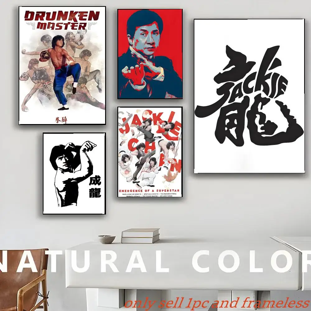 Jackie Chan Actor Poster Self-adhesive Painting with prints Home bedroom living room decoration