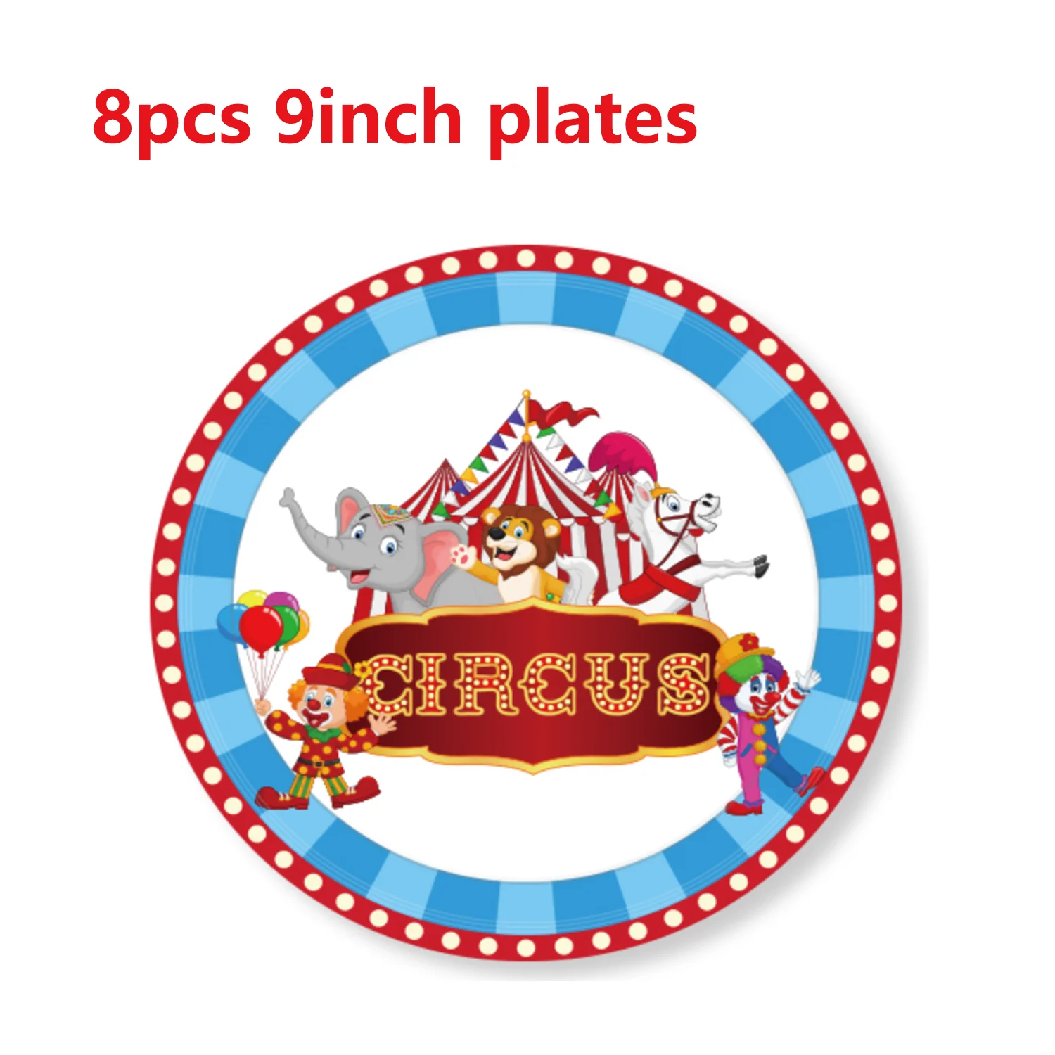 Zirkus-Einweggeschirr, Teller, Servietten, Tischdecke, Banner für Geburtstagsfeier, Geburtstagsdekoration, Festival-Partyzubehör – Detail 12