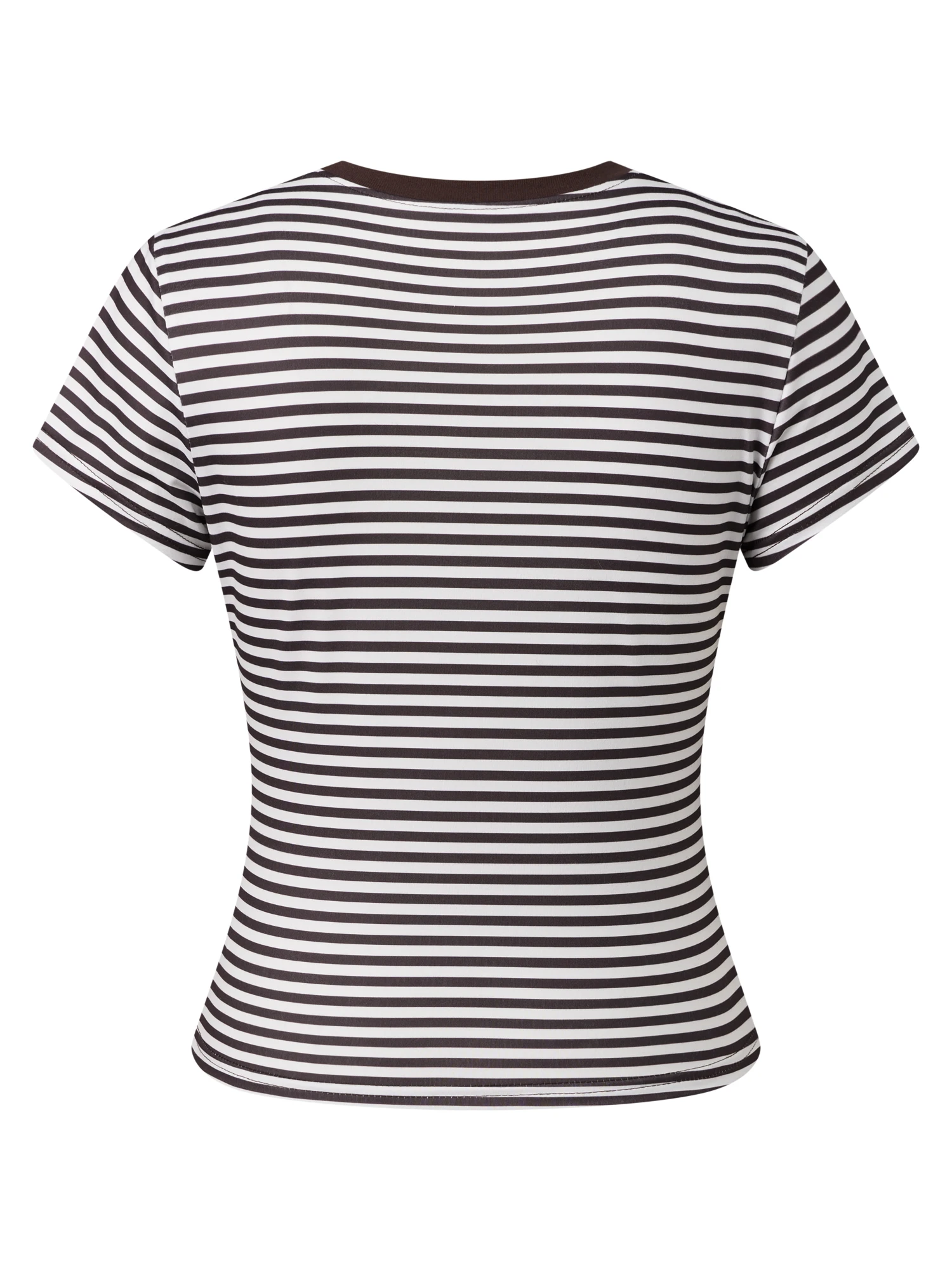 

Fashionable Women s Striped Short Sleeve T-Shirt with Round Neckline Fit Design Ideal for Everyday Casual Outfits