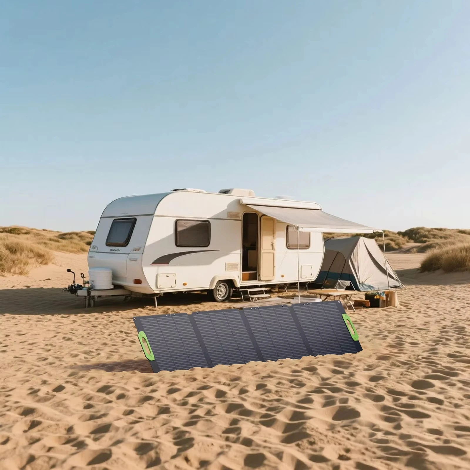 

300W Portable Foldable Solar Panel With Kickstand Mount Hook Handle and 3 in 1 Cable